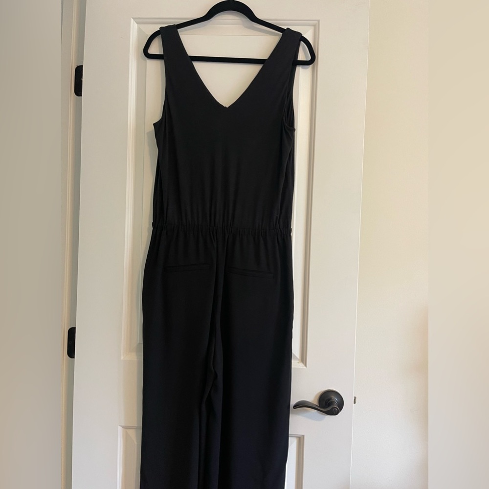 V neck black jumpsuit
